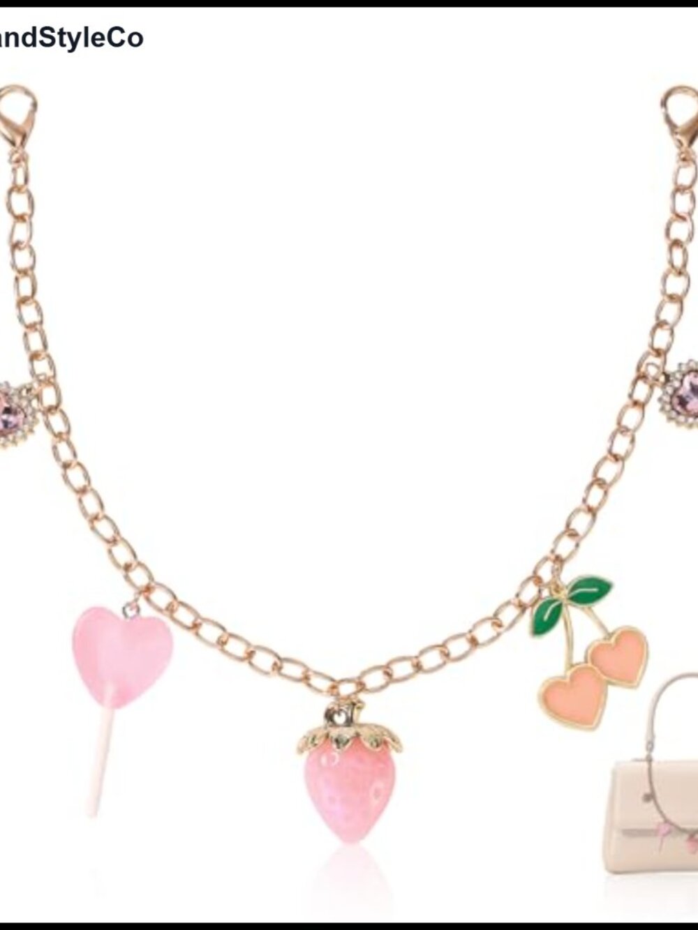Zinc Alloy Resin Bag Charm Chain Strawberry Cherry Handbag Wallet Decoration